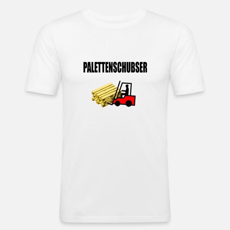 Palettenschubser - Männer Slim Fit T-Shirt - Weiß