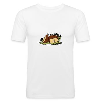 Châtaignes Marrons Copains Automne - T-shirt près du corps Homme - blanc - Devant - Nik (191cm)
