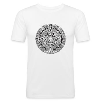 aztec tribalAztec Kalender - Männer Slim Fit T-Shirt - Weiß - Vorne - Nik (191cm)
