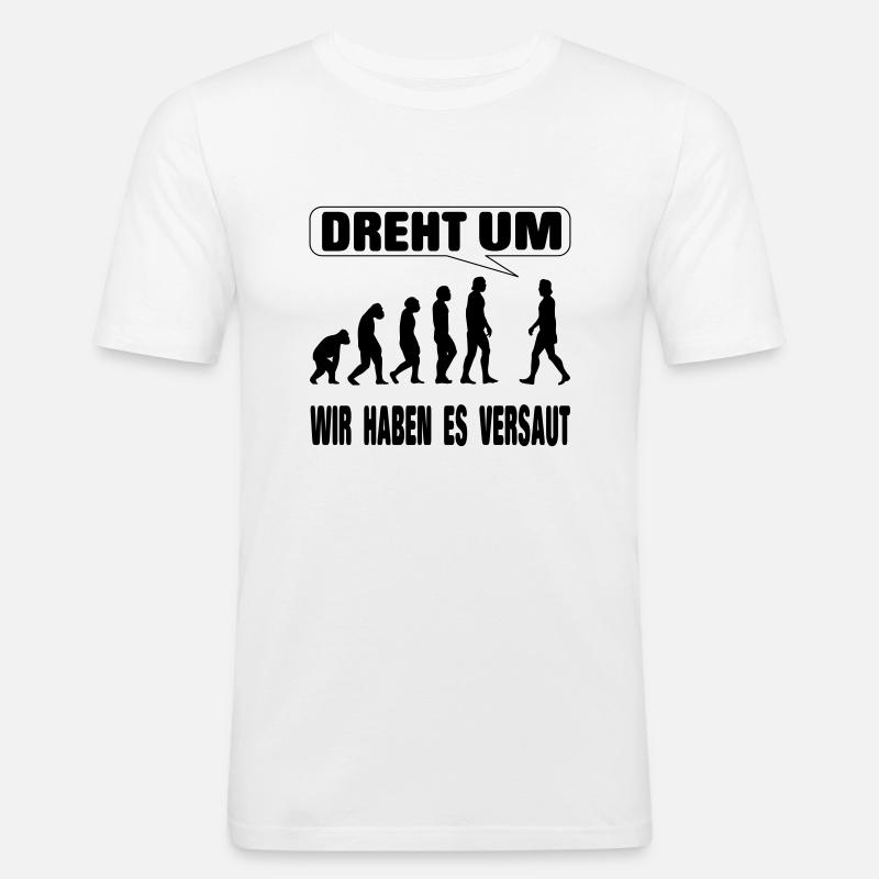 Evolution - Wir haben es versaut - Männer Slim Fit T-Shirt - Weiß