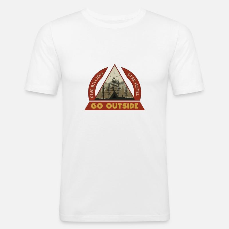 Gehen Sie außerhalb Camping - Männer Slim Fit T-Shirt - Weiß