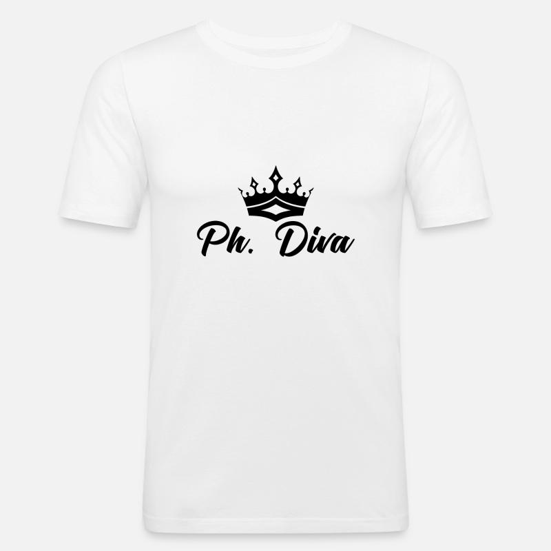 Phd Diva Krone Abschluss Geschenk - Männer Slim Fit T-Shirt - Weiß