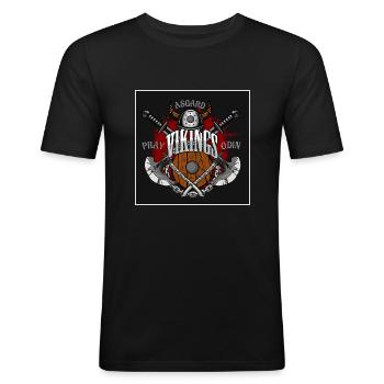 Asgard-Wikinger - Männer Slim Fit T-Shirt - Schwarz - Vorne - Nik (191cm)
