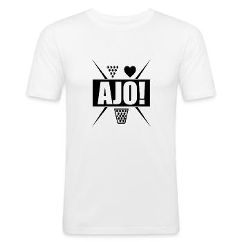 Ajo Pfälzer Weinfest Riesling - Männer Slim Fit T-Shirt - Weiß - Vorne - Nik (191cm)