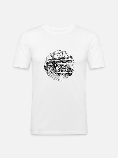 Dampflok - Männer Slim Fit T-Shirt - Weiß