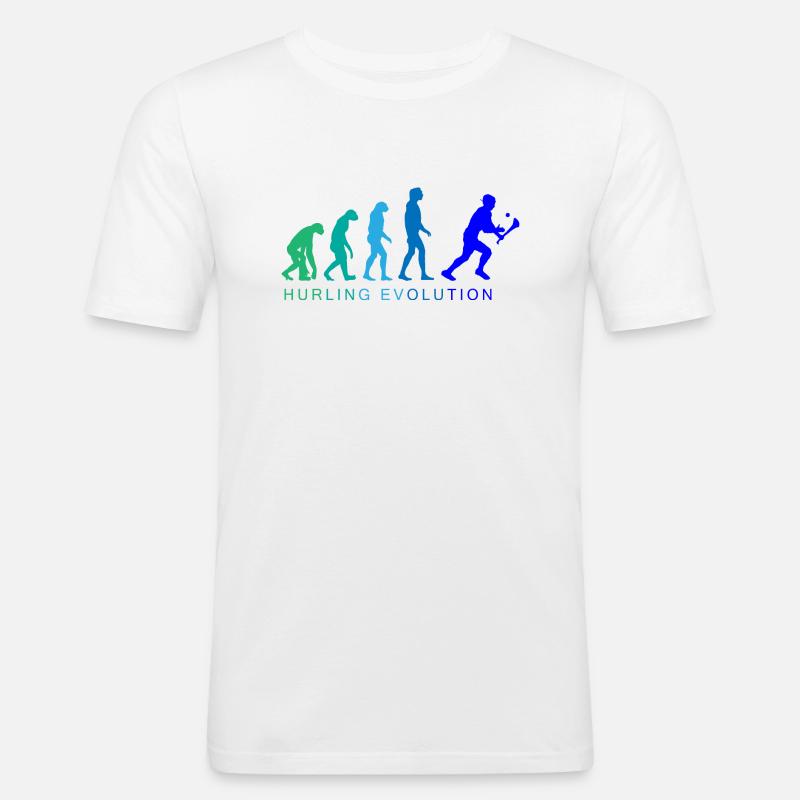 Die Evolution von Hurling - Männer Slim Fit T-Shirt - Weiß