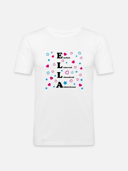 Ella - Männer Slim Fit T-Shirt - Weiß