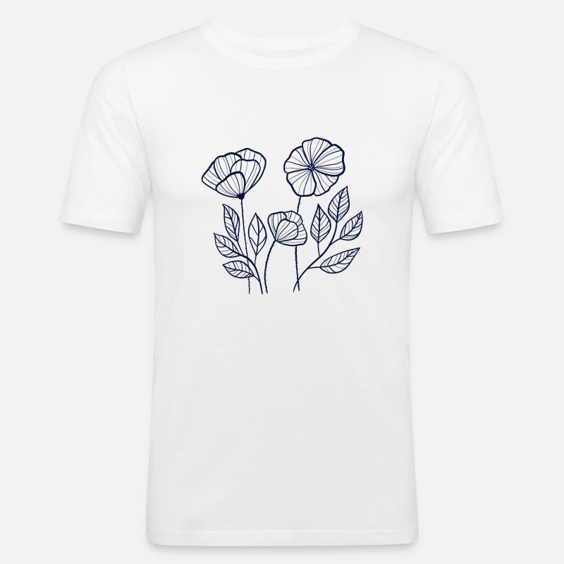 Blaue Mohnblumen - Männer Slim Fit T-Shirt - Weiß