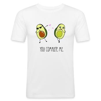 Avocado Paar You complete me - Männer Slim Fit T-Shirt - Weiß - Vorne - Nik (191cm)