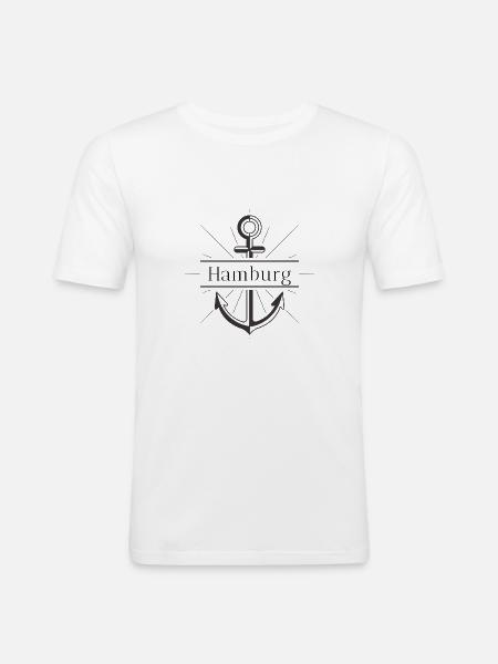 Hamburg Anker Moin - Männer Slim Fit T-Shirt - Weiß