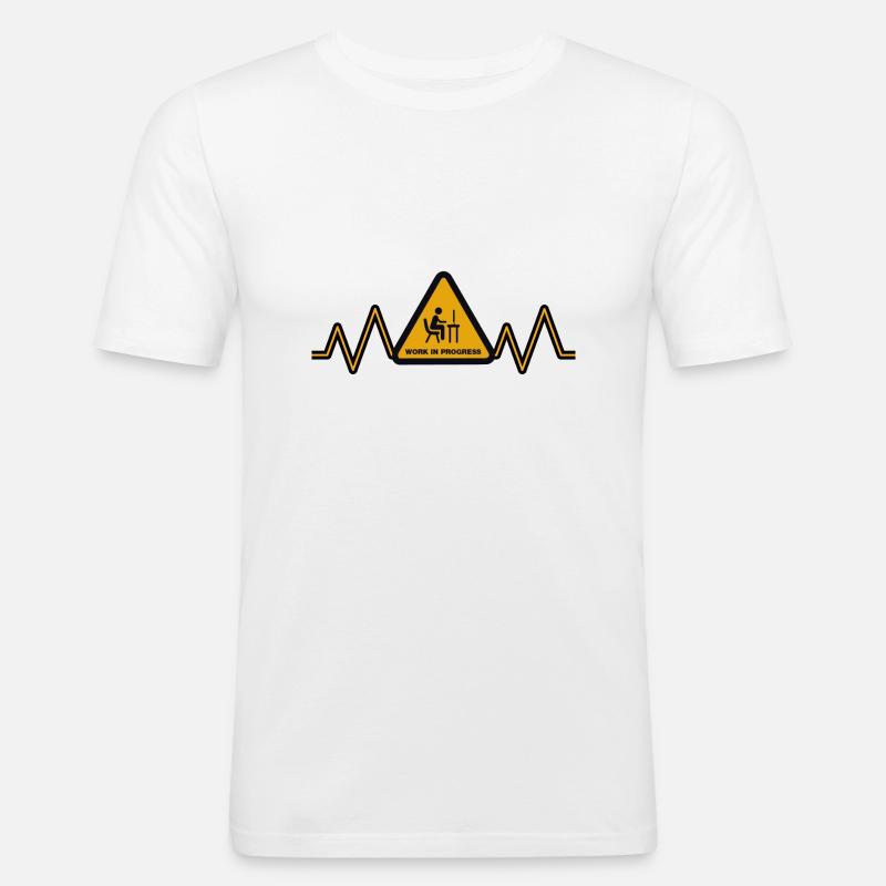 Herzschlag Work - Männer Slim Fit T-Shirt - Weiß