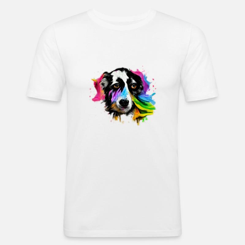 Australian Shepherd Design - bunt - Männer Slim Fit T-Shirt - Weiß