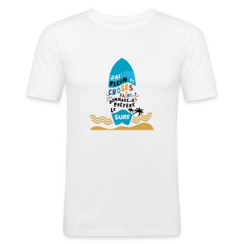 T-shirt Surfer Homme femme - T-shirt près du corps Homme - blanc - Devant - Nik (191cm)