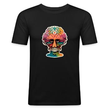 Psychedelic Head - Männer Slim Fit T-Shirt - Schwarz - Vorne - Nik (191cm)