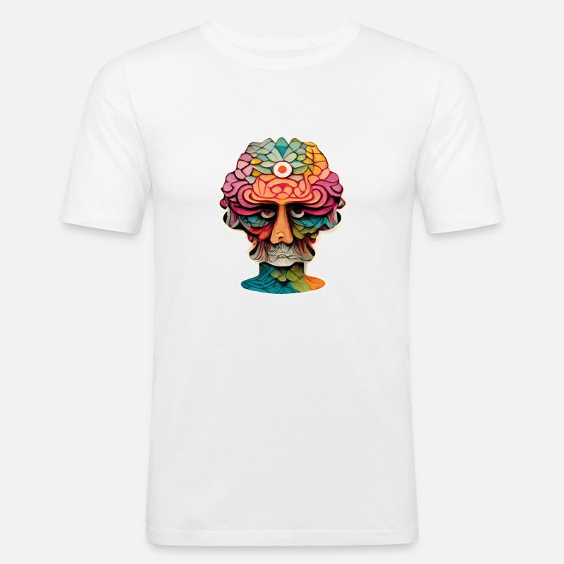 Psychedelic Head - Männer Slim Fit T-Shirt - Weiß