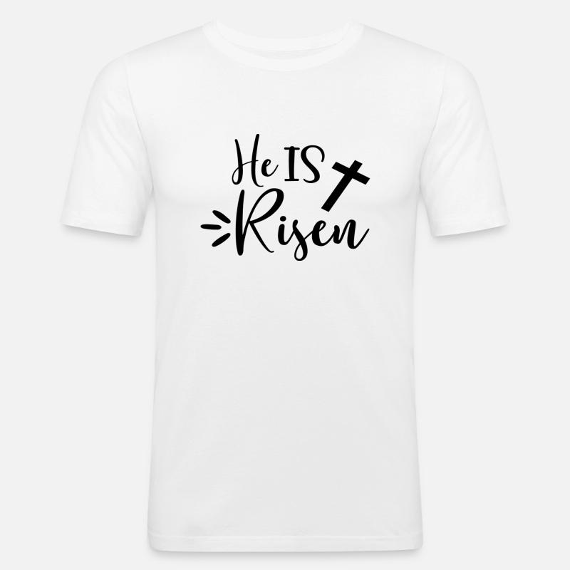He Is Risen - Männer Slim Fit T-Shirt - Weiß