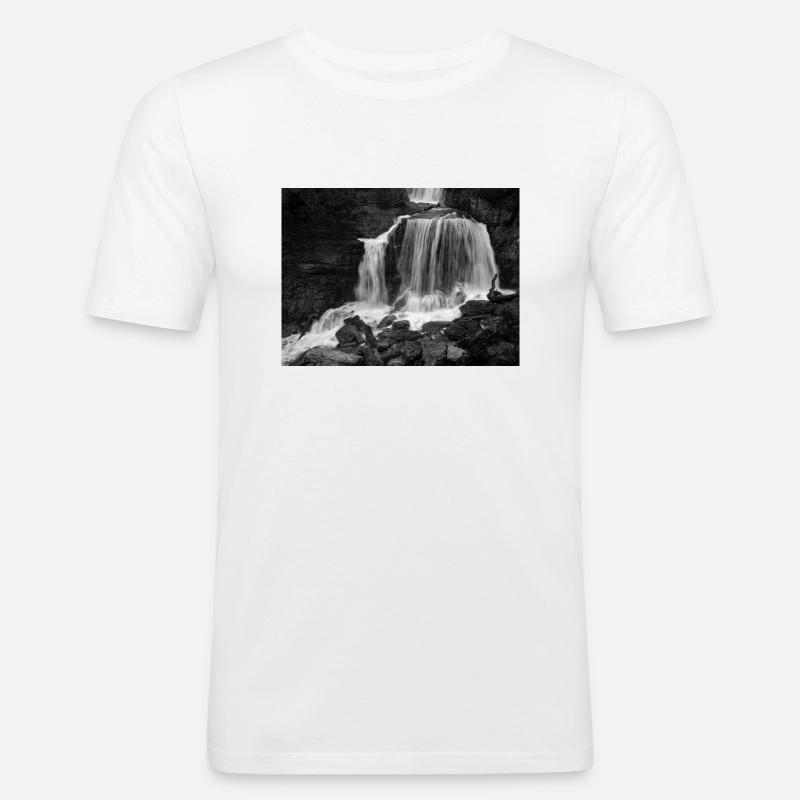 Wasserfall Kuhflucht - Männer Slim Fit T-Shirt - Weiß