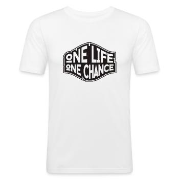 oNE LIFE oNE cHANCE - Men's Slim Fit T-Shirt - white - Front - Nik (191cm)