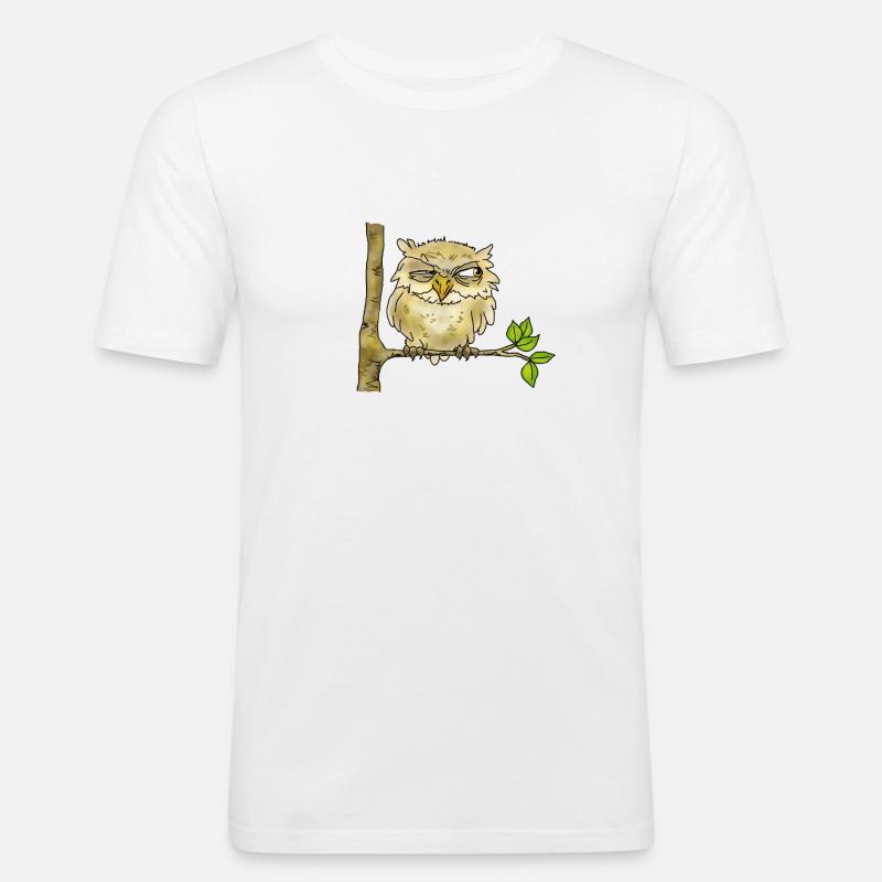 Lustige Eule, Uhu - Männer Slim Fit T-Shirt - Weiß