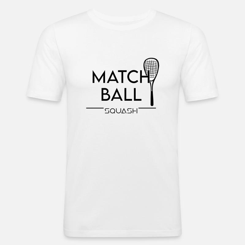 Squash: Match Ball - Männer Slim Fit T-Shirt - Weiß