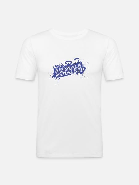 Asoziale Schalker Fan Design - Männer Slim Fit T-Shirt - Weiß