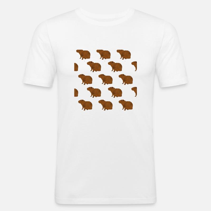Capybara-Muster - Männer Slim Fit T-Shirt - Weiß