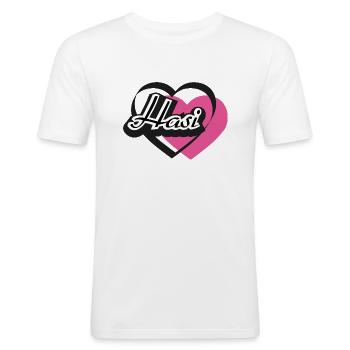 Kosename Hasi Herz - Männer Slim Fit T-Shirt - Weiß - Vorne - Nik (191cm)