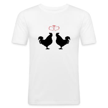 L’amour du coq - T-shirt près du corps Homme - blanc - Devant - Nik (191cm)