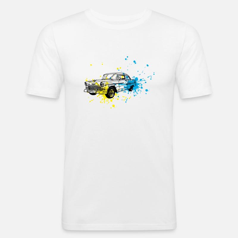 Oldtimer splash - Männer Slim Fit T-Shirt - Weiß