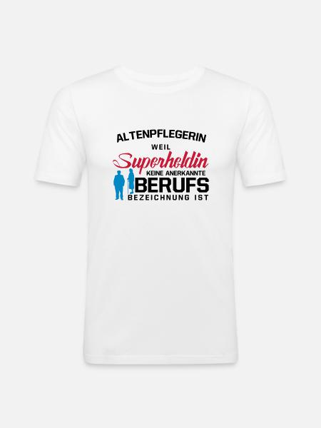 Altenpflegerin - Männer Slim Fit T-Shirt - Weiß