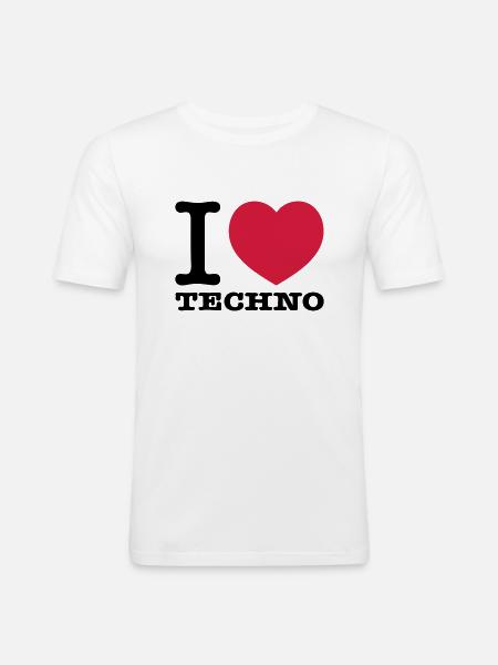 I love techno music - Men's Slim Fit T-Shirt - white