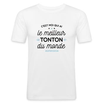 Meilleur Tonton - super tonton - T-shirt près du corps Homme - blanc - Devant - Nik (191cm)