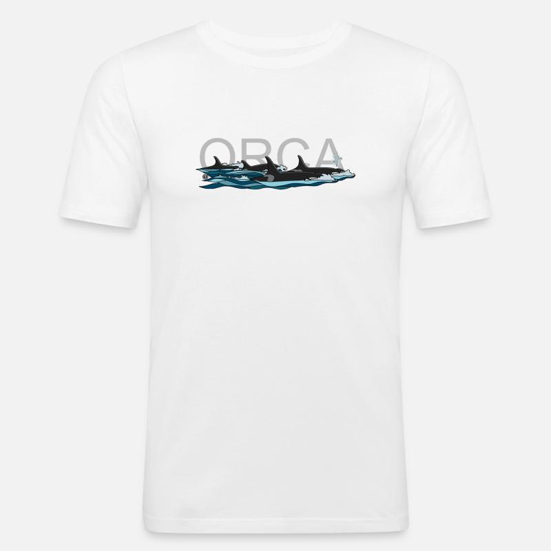Orca mit Text - Männer Slim Fit T-Shirt - Weiß