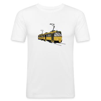 T4D Tram T4D-MT Straßenbahn Geschenk - Männer Slim Fit T-Shirt - Weiß - Vorne - Nik (191cm)