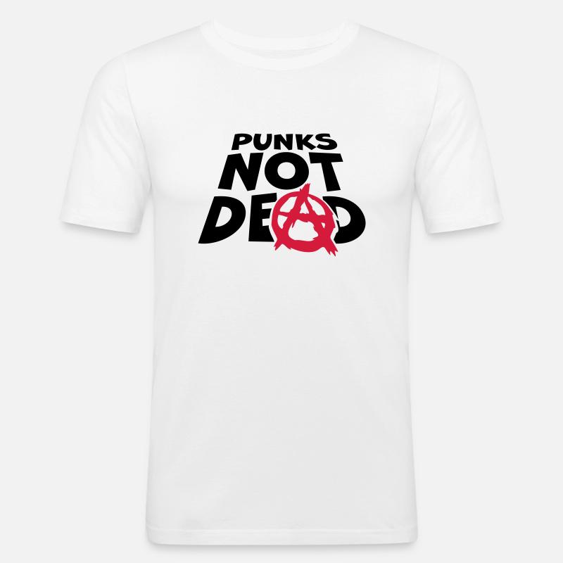 punks not dead Zitat - Männer Slim Fit T-Shirt - Weiß