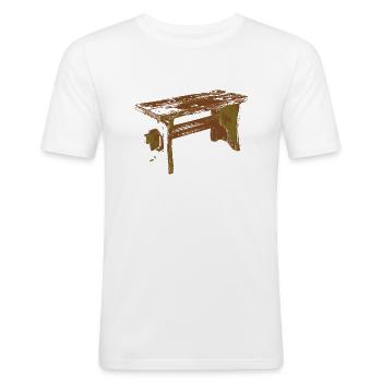 Wooden Stool - Wood Shamer - Men's Slim Fit T-Shirt - white - Front - Nik (191cm)