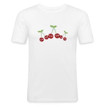 Cerises,Famille,Famille Cerises, Illustration - T-shirt près du corps Homme - blanc - Devant - Nik (191cm)