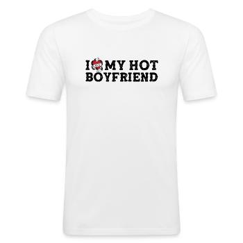 Vintage I Love My Hot Boyfriend I Heart My Hot BF - Men's Slim Fit T-Shirt - white - Front - Nik (191cm)