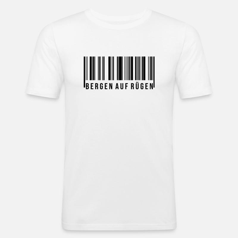 Bergen auf Rügen Strichcode - Männer Slim Fit T-Shirt - Weiß