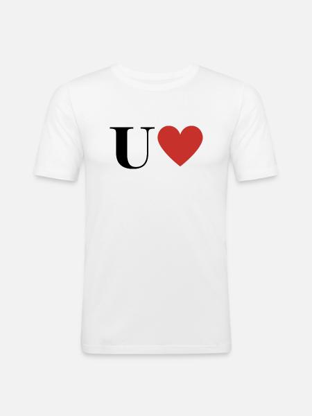 Letter u red heart - Men's Slim Fit T-Shirt - white
