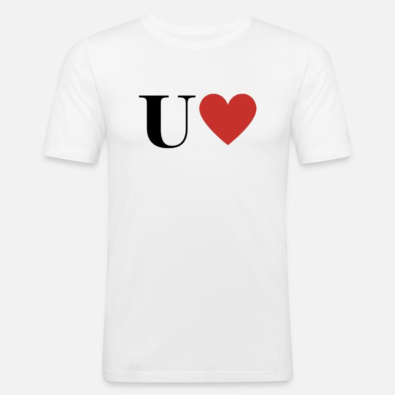 Buchstabe u rotes Herz - Männer Slim Fit T-Shirt - Weiß