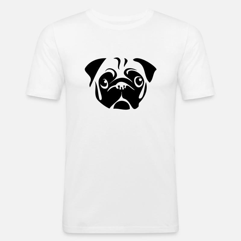 Mops - Männer Slim Fit T-Shirt - Weiß