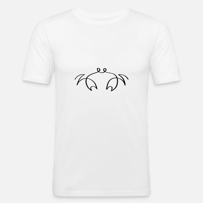 One Line Krabbe - Männer Slim Fit T-Shirt - Weiß