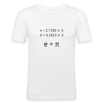 e = π - Männer Slim Fit T-Shirt - Weiß - Vorne - Nik (191cm)