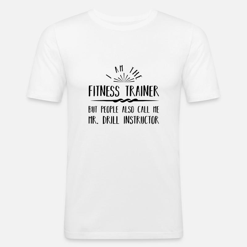 Fitnesstrainer Mr Drill Instructor - Männer Slim Fit T-Shirt - Weiß