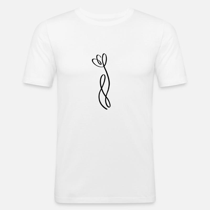 One Line Tulpe schwarz - Männer Slim Fit T-Shirt - Weiß