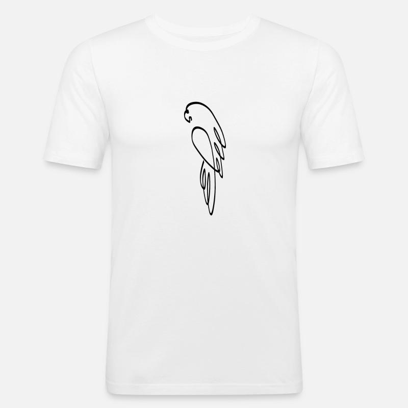 One Line Papagei schwarz - Männer Slim Fit T-Shirt - Weiß
