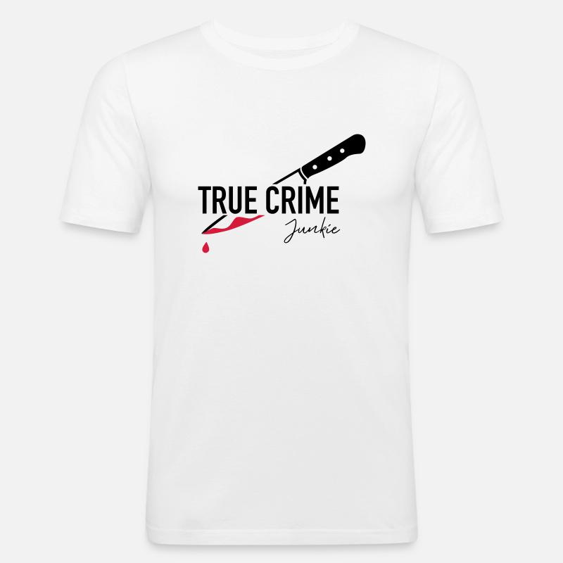 true crime junkie - Männer Slim Fit T-Shirt - Weiß
