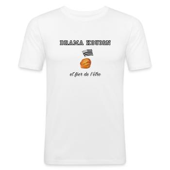 Fier d être un drama kouign Blk - T-shirt près du corps Homme - blanc - Devant - Nik (191cm)