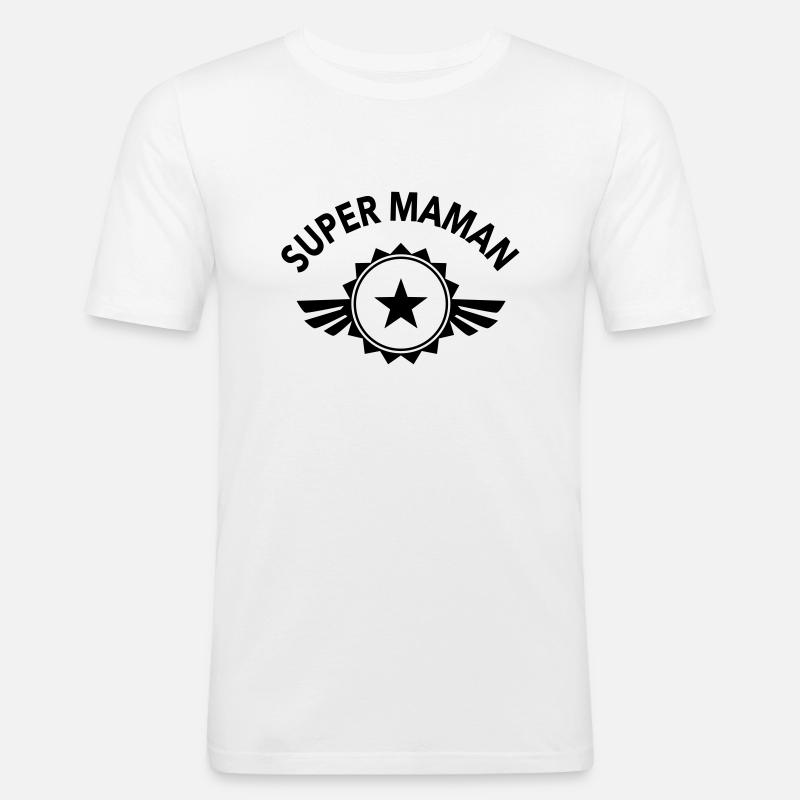 Super Maman - Männer Slim Fit T-Shirt - Weiß